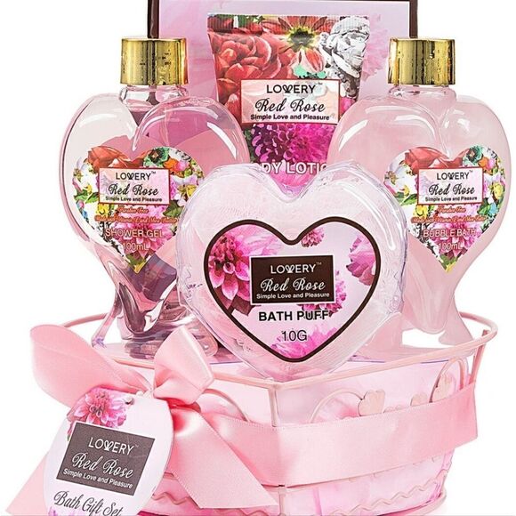 LOVERY Red Rose Scent Spa Gift Basket - Picture 1 of 12